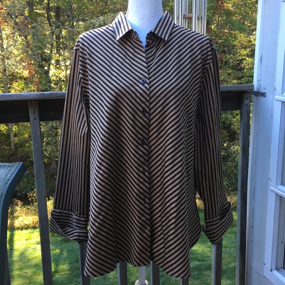 Chico’s size 3.5 (18) striped button-up blouse - Picture 1 of 5